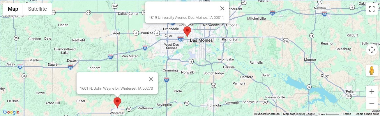 Des Moines Winterset Memorials Locations in Iowa