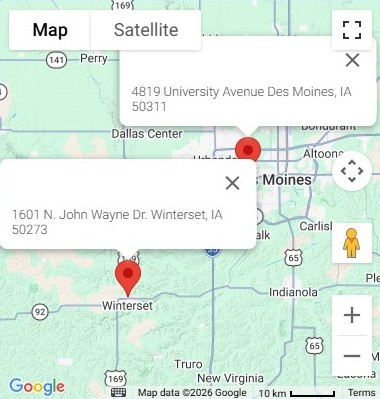 Des Moines Winterset Memorials Locations in Iowa